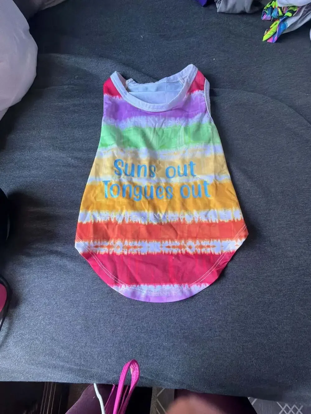 I Heart Dogs 'Suns Out Tongues Out' Tie-Dye Dog Tank Top